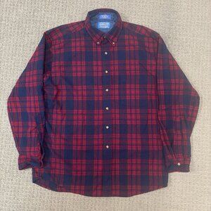Pendleton Shirt Mens Wool Red Blue Flannel Tartan Plaid Button Down Lightweight